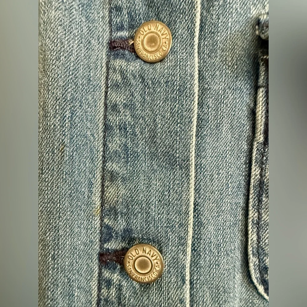 Old Navy Girls XL 14 Patchwork Denim Chore Coat Shacket Utility Jacket Long